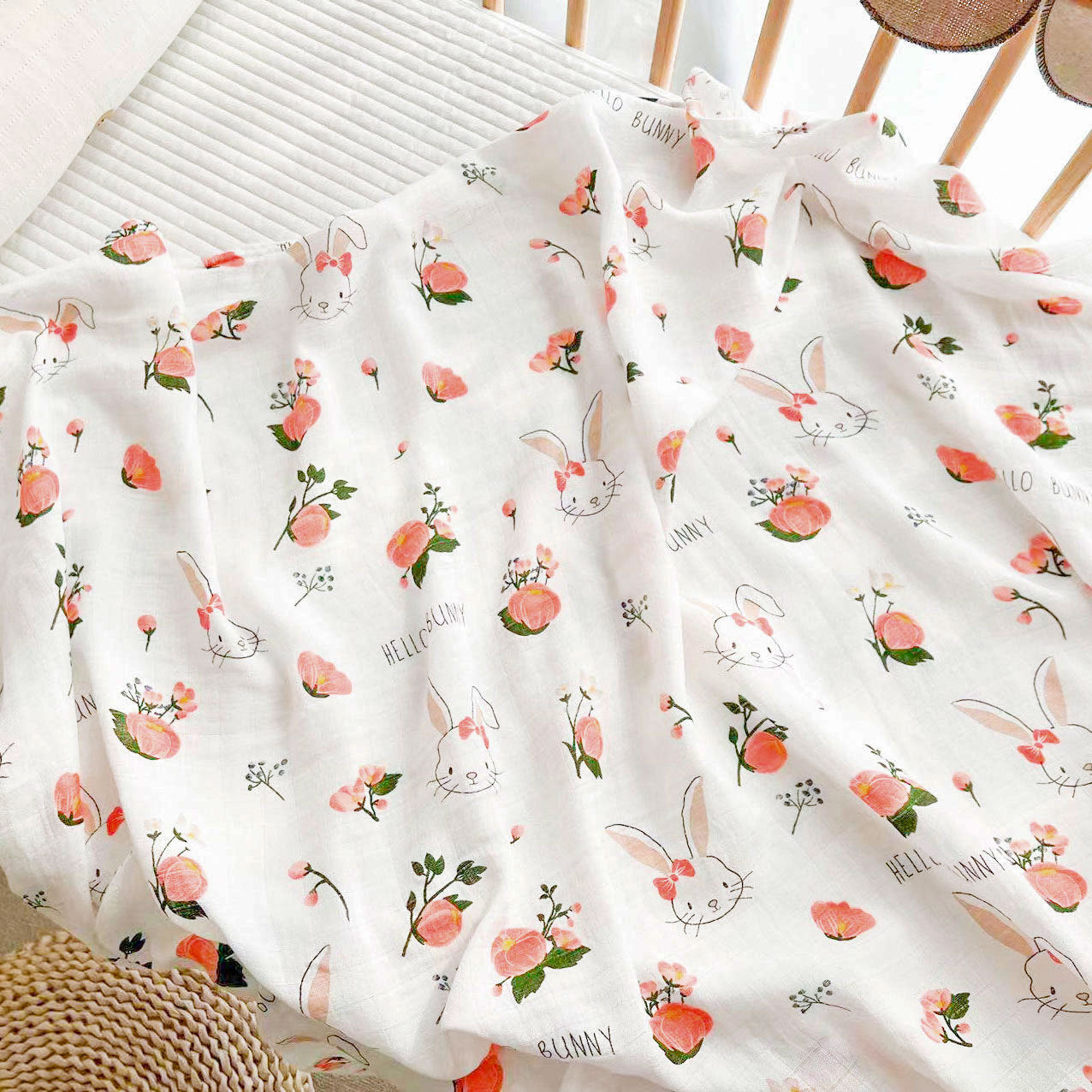 Hello Bunny Muslin Swaddle